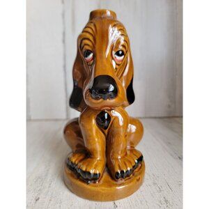 Ceramic sad basset hound liquor bottle Vintage home decor dog pet